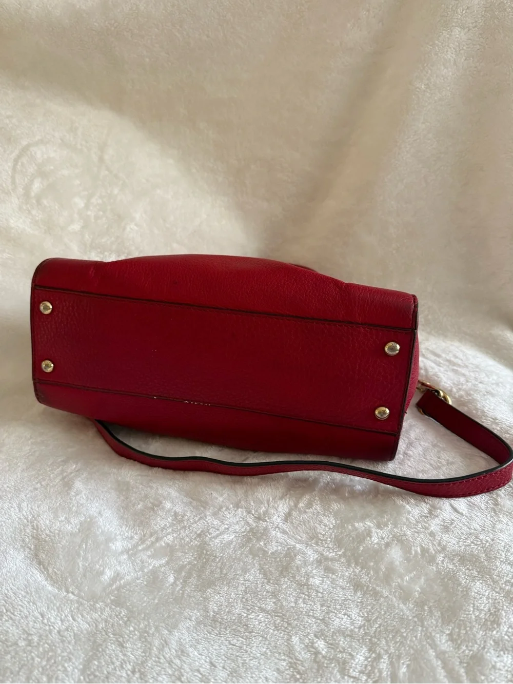 Michael Kors Red Leather Satchel with Gold Hardware